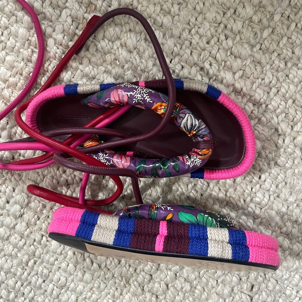 Isabel Marant Pink and Blue Floral Sandals